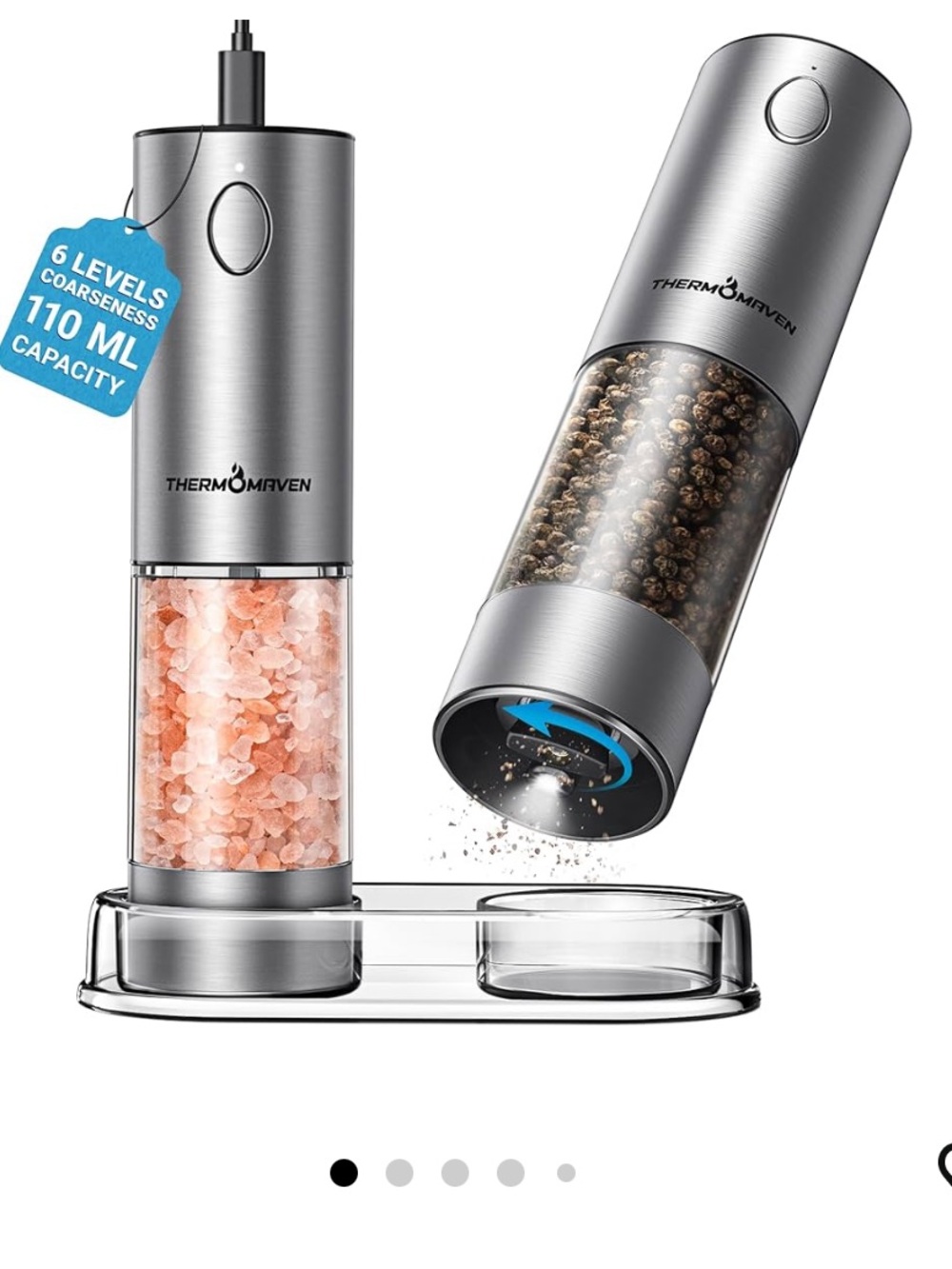 NEW IN BOX ThermoMaven Electric Salt and Pepper Grinder Set